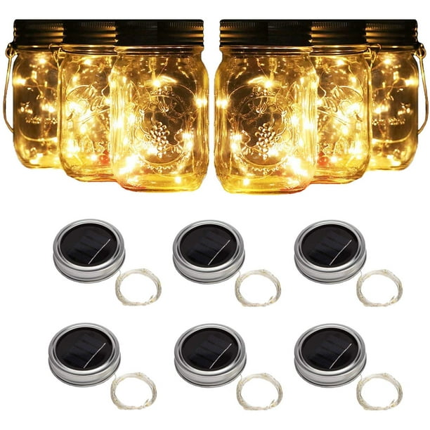 Jars & Handles Not Included Christmas Decor 6 Pack Solar Jar Lids for Mason Jars with 20 LED Fairy String Lights 6, Warm White-20LED Garden Party Yard Wedding Fit for Patio Jars & Handles Not Included Christmas Decor 6 Pack Solar Jar Lids for Mason Jars with 20 LED Fairy String Lights 6, Warm White-20LED Garden Party Yard Wedding Fit for Patio